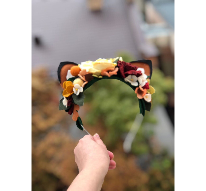 Woodland Flower Crown  Girl  Headband for Babygirl Wedding  Handmade Jewelry Felt Hair Accessories